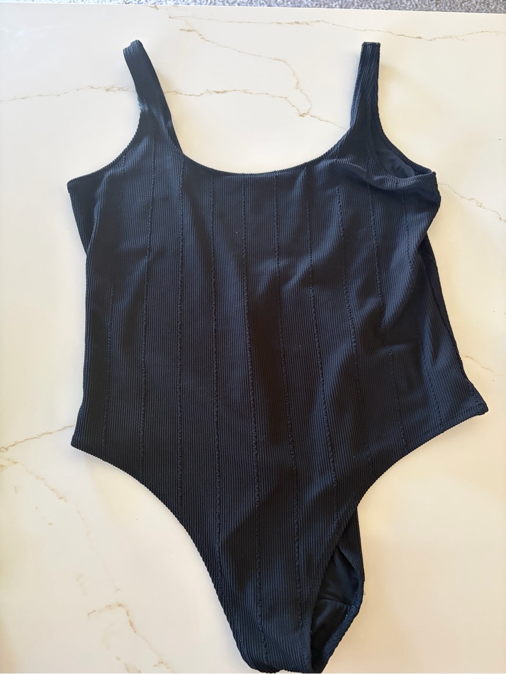 aerie Black Ribbed One-Piece Swimsuit
